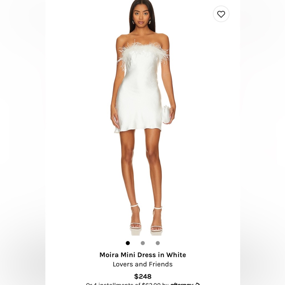 Lovers and Friends Moira Mini Dress White Satin Feathers